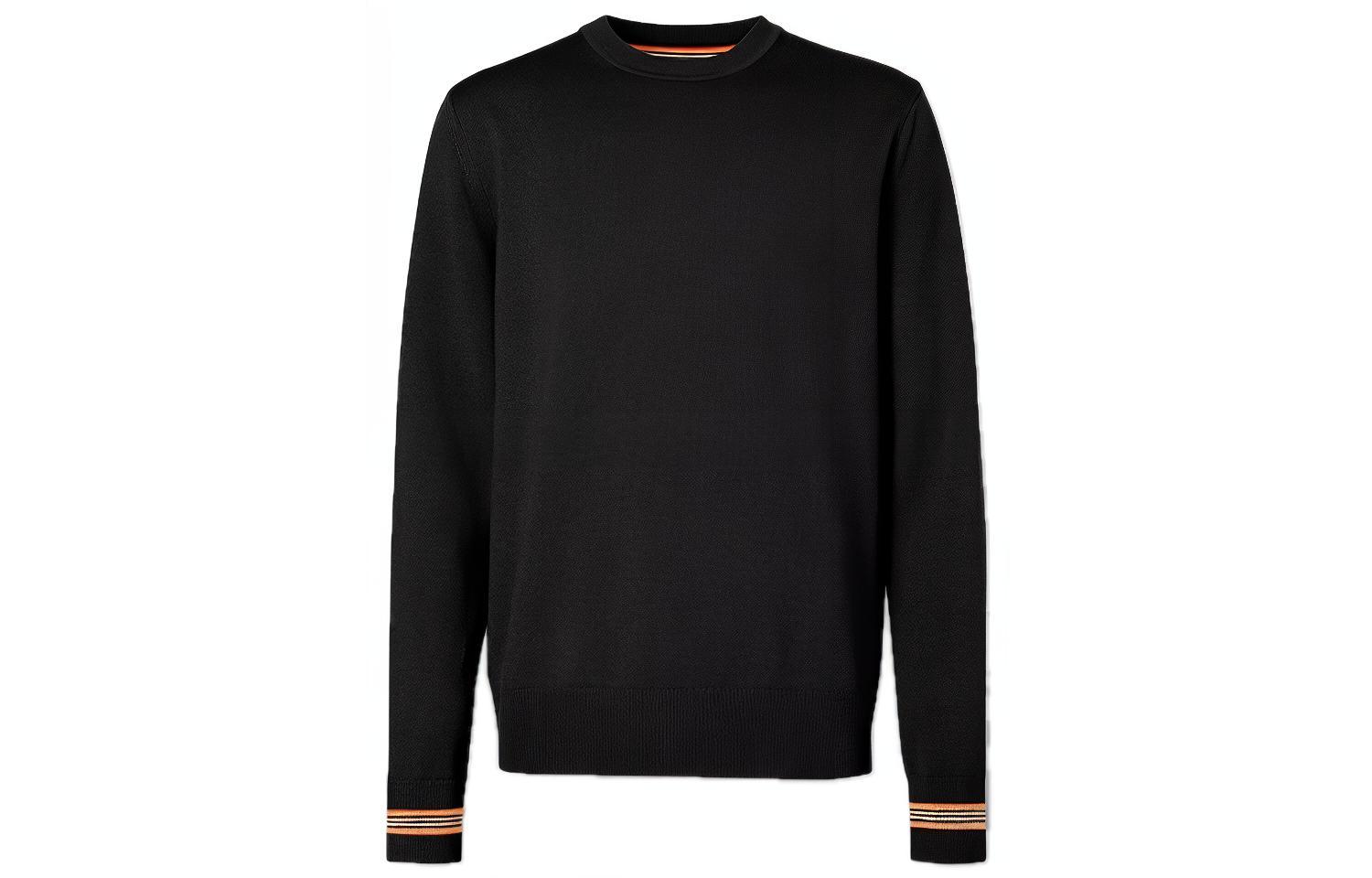 Burberry Black Slim-Fit Wool Sweater with Signature Stripes 80332011