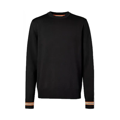 Burberry Black Slim-Fit Wool Sweater with Signature Stripes 80332011