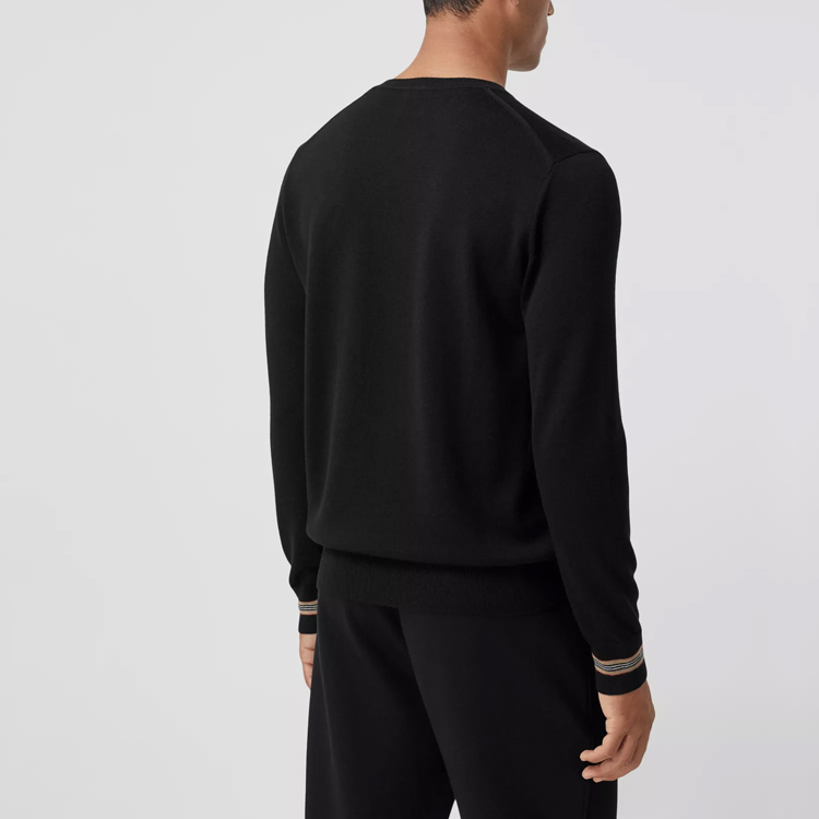 Cheap バーバリー ブラック スリムフィット ウール セーター シグネチャーストライプ 80332011