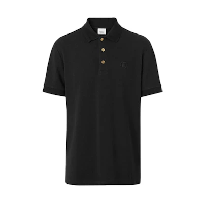 Burberry Black Solid Button Short Sleeve Polo Shirt for Men 80374351