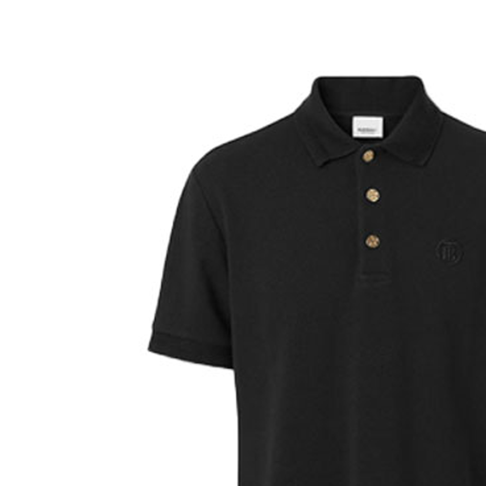 Details for Polo de Manga Corta Negro Sólido con Botones para Hombre de Burberry. 80374351