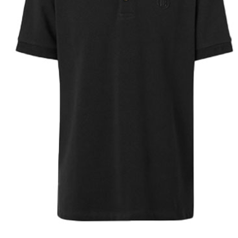 Sizing Polo de Manga Corta Negro Sólido con Botones para Hombre de Burberry. 80374351
