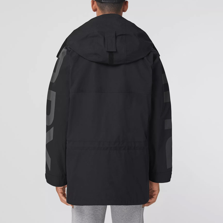 Burberry Black Solid Color Letter Logo Zip-Up Hoodie Jacket 80438571 圖 5