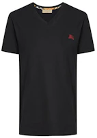 Burberry Black Solid Color V-Neck T-Shirt with Pony Print 80038321 Burberry Black Solid Color V-Neck T-Shirt with Pony Print 80038321
