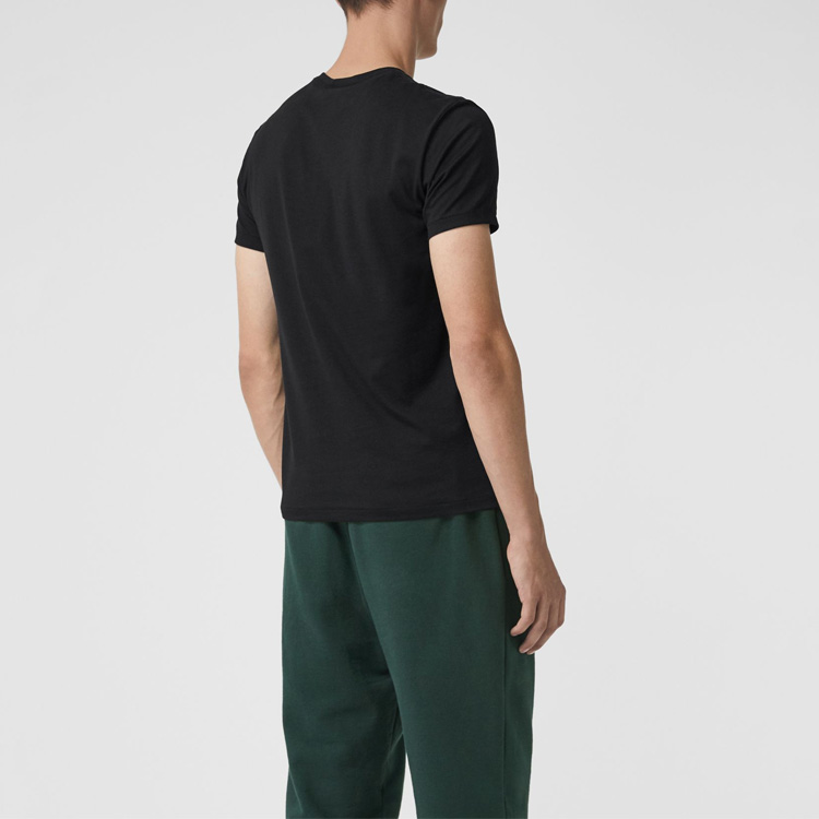 Burberry Black Solid Color V-Neck T-Shirt with Pony Print 80038321 圖 5