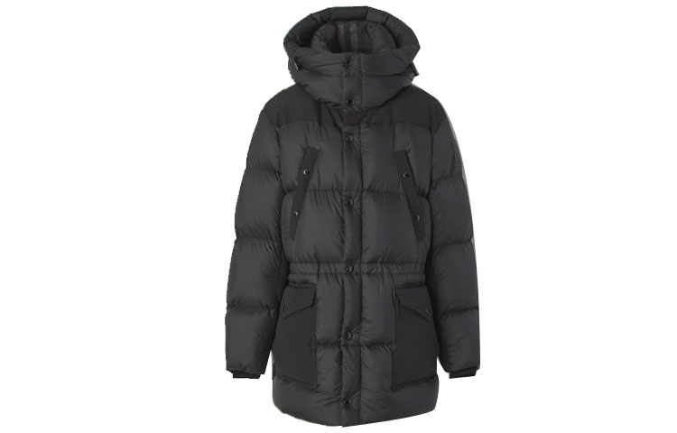 Burberry Black Solid Color Zip-Up Hooded Down Jacket 80438451