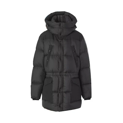 Burberry Black Solid Color Zip-Up Hooded Down Jacket 80438451