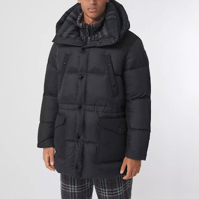 Burberry Black Solid Color Zip-Up Hooded Down Jacket 80438451 Details for Burberry Black Solid Color Zip-Up Hooded Down Jacket 80438451