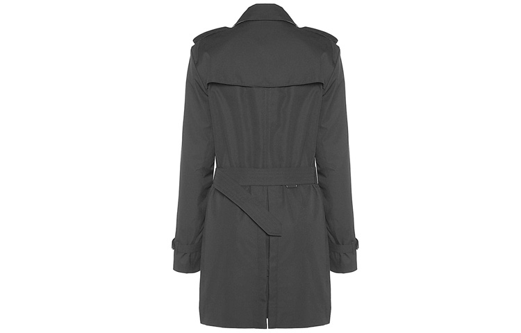 Shop Burberry Hitam Mantel Trench Bersilang Berkembar Sederhana Panjang 39833381