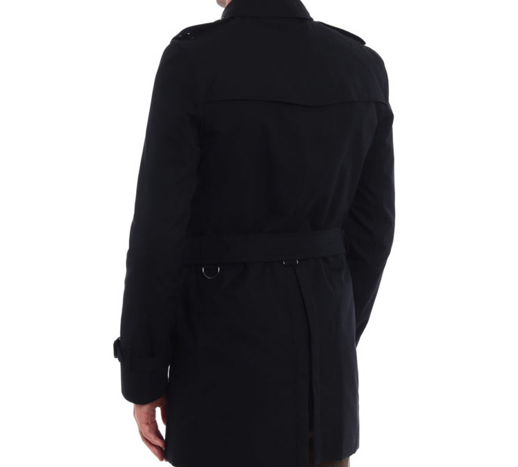 Details for Burberry Hitam Mantel Trench Bersilang Berkembar Sederhana Panjang 39833381