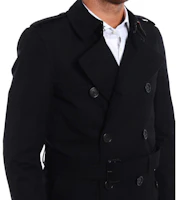 Sizing Burberry 黑色雙排扣中長版風衣外套 39833381