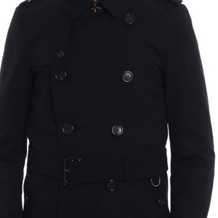 Cheap Burberry Hitam Mantel Trench Bersilang Berkembar Sederhana Panjang 39833381