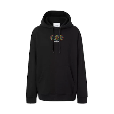 Burberry Black Solid Logo Embroidered Hoodie 80370831