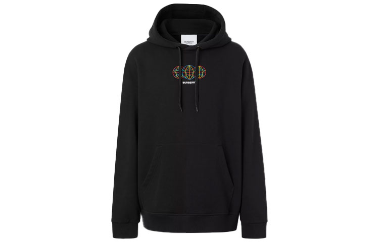 Burberry Black Solid Logo Embroidered Hoodie 80370831 圖 2