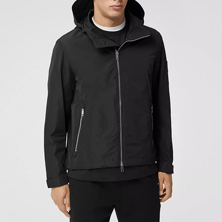 Purchase バーバリー ブラック ソリッド ロゴ パッチ カジュアル フーディ ジャケット 8014363