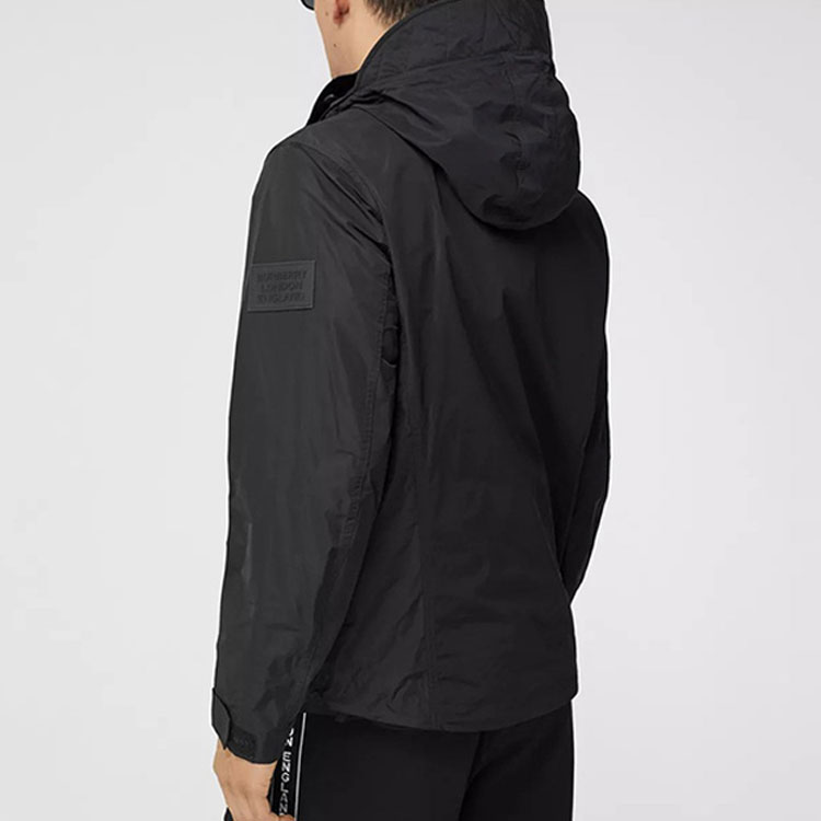 Details for バーバリー ブラック ソリッド ロゴ パッチ カジュアル フーディ ジャケット 8014363