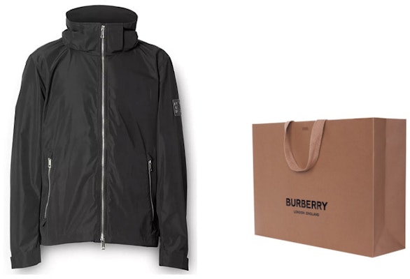 バーバリー ブラック ソリッド ロゴ パッチ カジュアル フーディ ジャケット 8014363 2