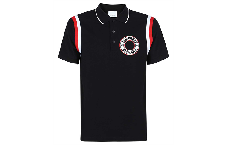 Burberry Black Straight-Cut Short Sleeve Polo with Check Logo 80354081