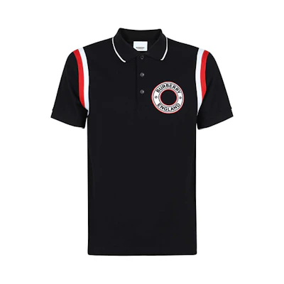 Burberry Black Straight-Cut Short Sleeve Polo with Check Logo 80354081