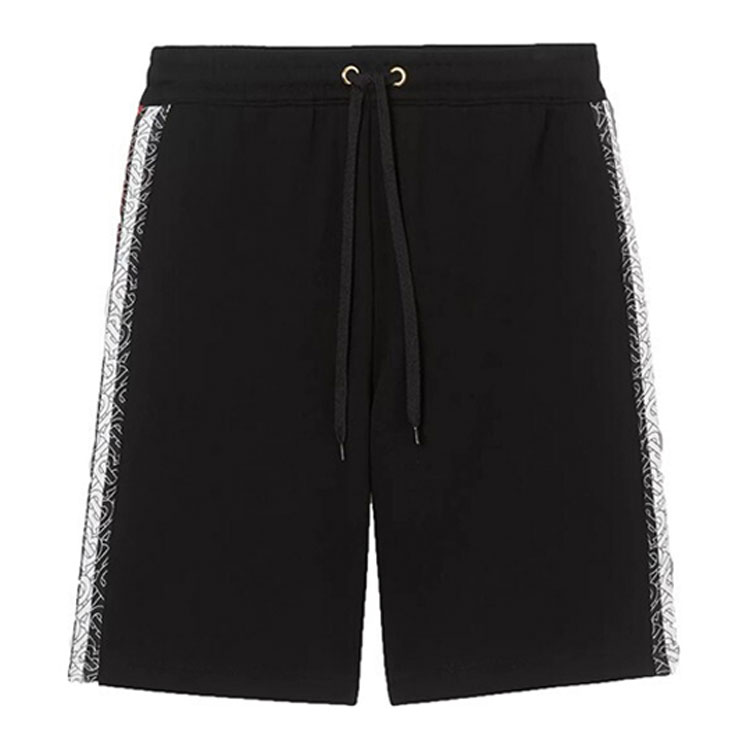 Burberry Black Striped Casual Shorts with Lace-Up and Side Pockets 80269421
