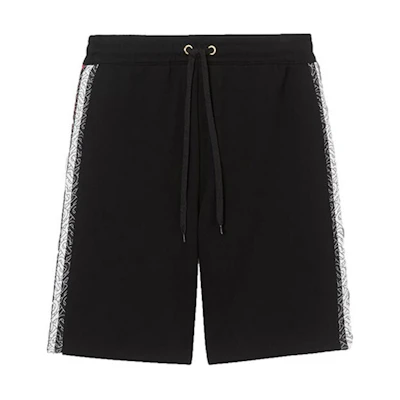 Burberry Black Striped Casual Shorts with Lace-Up and Side Pockets 80269421