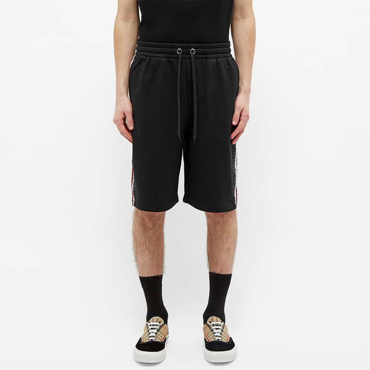 Burberry Black Striped Casual Shorts with Lace-Up and Side Pockets 80269421 圖 4