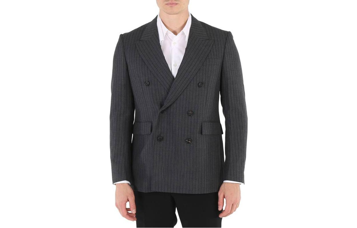 Burberry Black Striped Double-Breasted Lapel Jacket 80046451