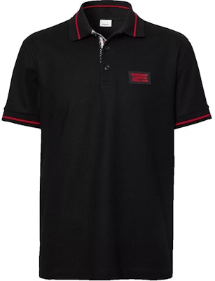 Burberry Kemeja Polo Lelaki Hitam Berjalur dengan Logo Patch. 80259721 Order Burberry Kemeja Polo Lelaki Hitam Berjalur dengan Logo Patch. 80259721