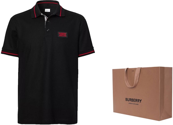 Burberry Kemeja Polo Lelaki Hitam Berjalur dengan Logo Patch. 80259721 Lookbook Burberry Kemeja Polo Lelaki Hitam Berjalur dengan Logo Patch. 80259721