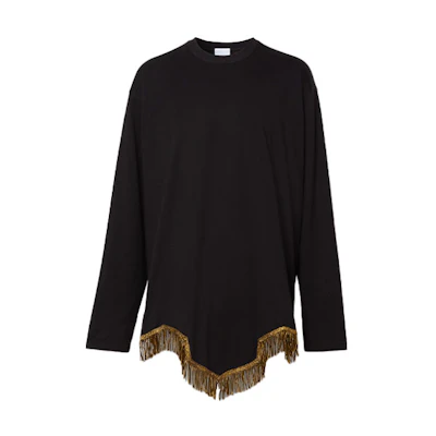 Burberry Black Tassel Crewneck Long-Sleeve Sweatshirt 80454781