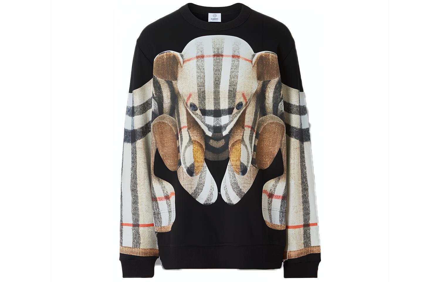 Burberry Black Teddy Bear Check Print Pullover Crewneck Sweatshirt 80495671 圖 2