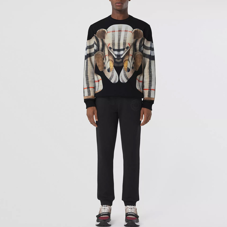 Burberry Black Teddy Bear Check Print Pullover Crewneck Sweatshirt 80495671 圖 4