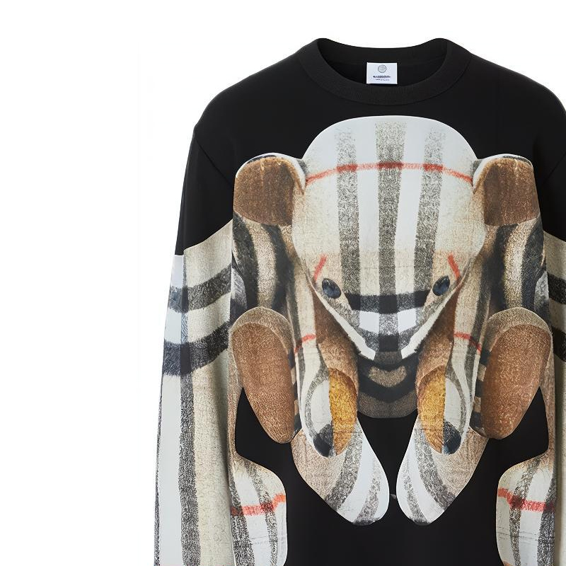 Burberry Black Teddy Bear Check Print Pullover Crewneck Sweatshirt 80495671 圖 5