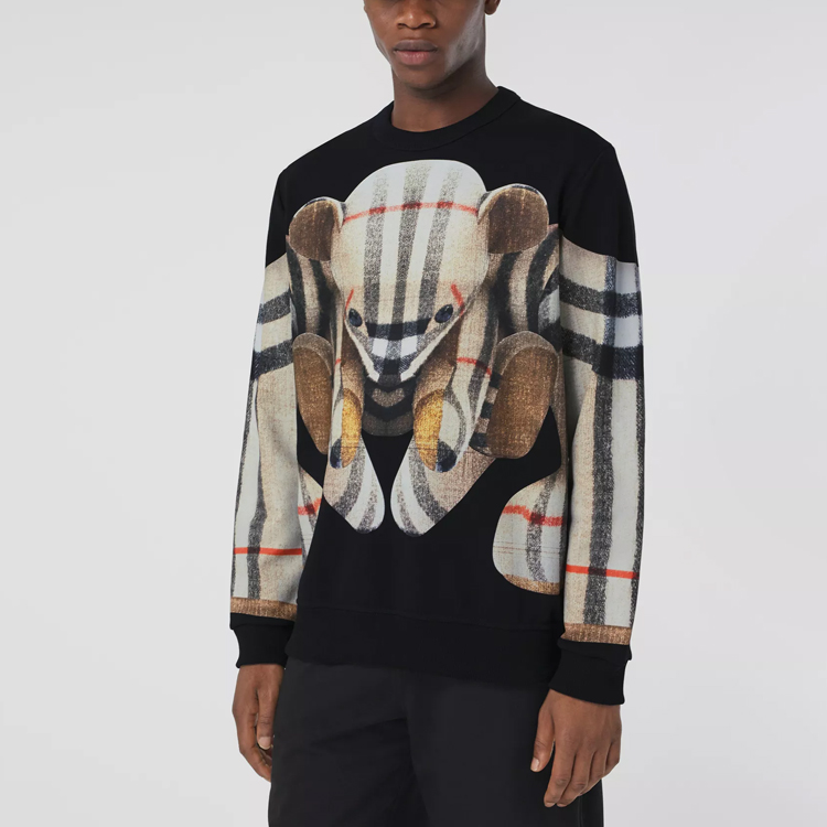 Burberry Black Teddy Bear Check Print Pullover Crewneck Sweatshirt 80495671 圖 7