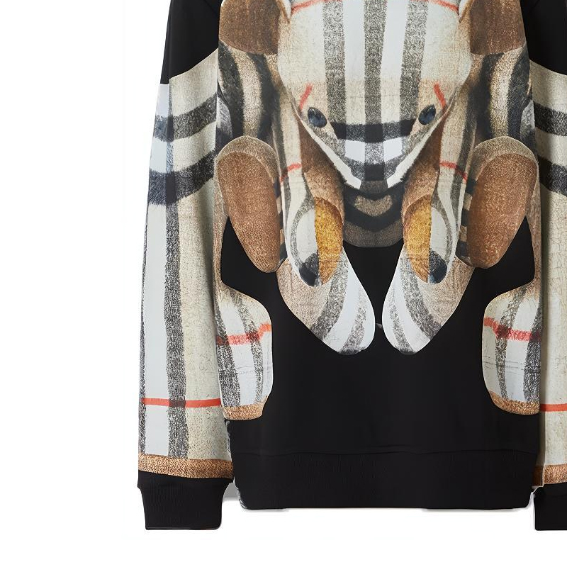 Burberry Black Teddy Bear Check Print Pullover Crewneck Sweatshirt 80495671 圖 8