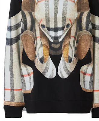 Burberry Hitam Teddy Bear Check Print Pullover Crewneck Sweatshirt 80495671 Cheap Burberry Hitam Teddy Bear Check Print Pullover Crewneck Sweatshirt 80495671