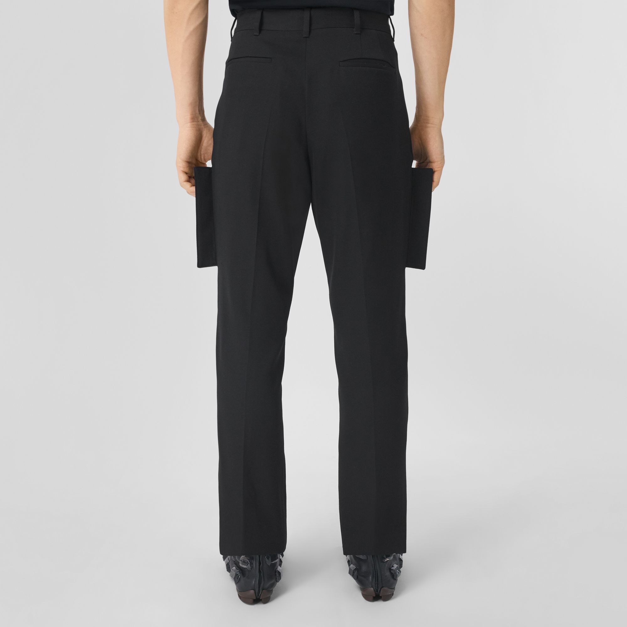 Details for Burberry Black Textured Tailored Casual Pants. 80454061