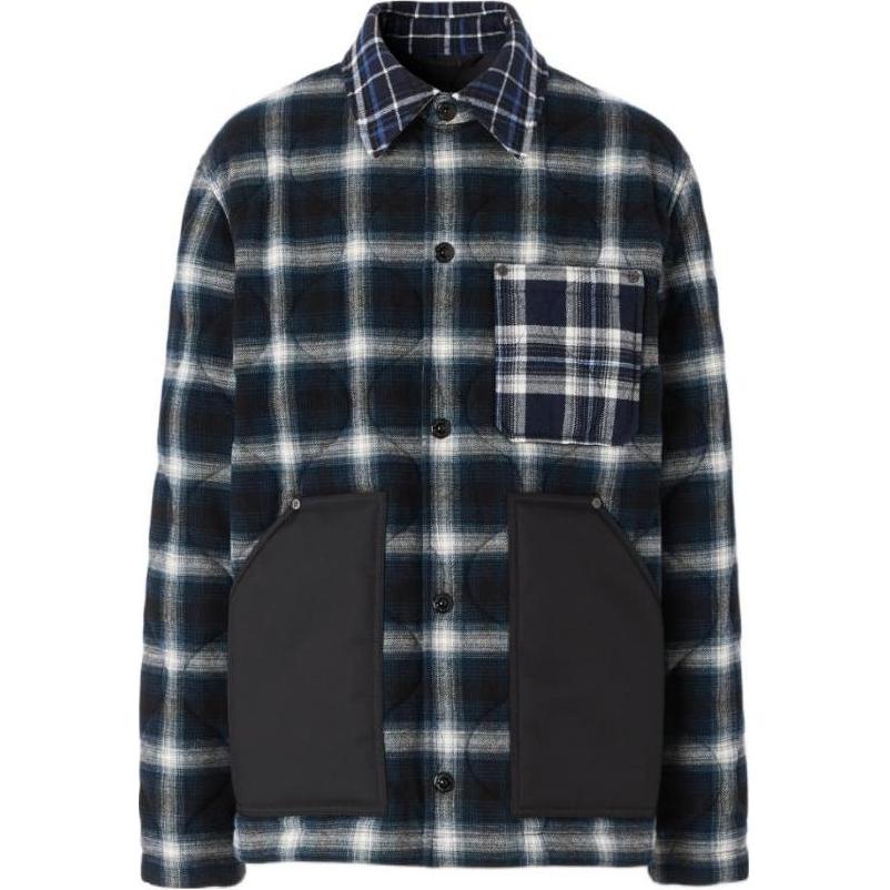 Burberry Black Wool-Cotton Jacket with Checkered Pocket Contrast 80342001