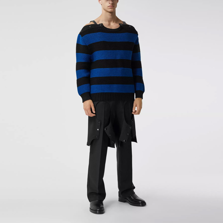 Burberry Black Wool Blend Wide-Leg Cargo Pants. 45672641 圖 4