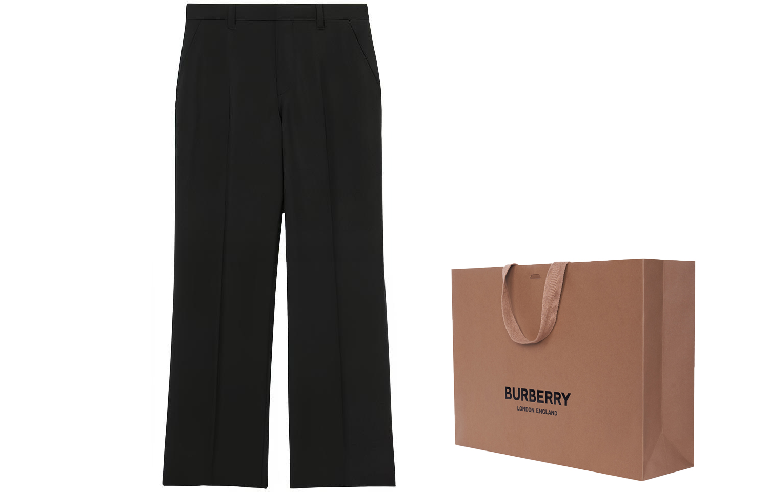 Burberry Black Wool Blend Wide-Leg Cargo Pants. 45672641 圖 8