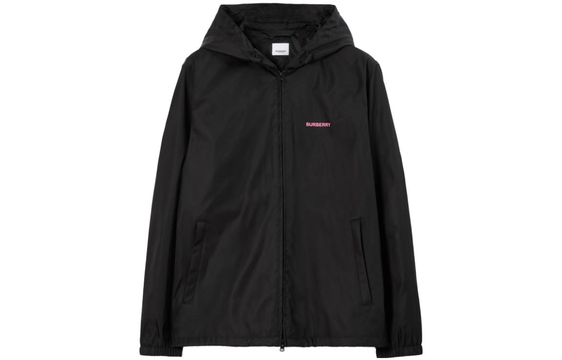 Burberry Black Zip-Up Hoodie Jacket with Letter Logo Design 80714321