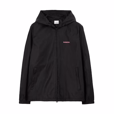 Burberry Black Zip-Up Hoodie Jacket with Letter Logo Design 80714321