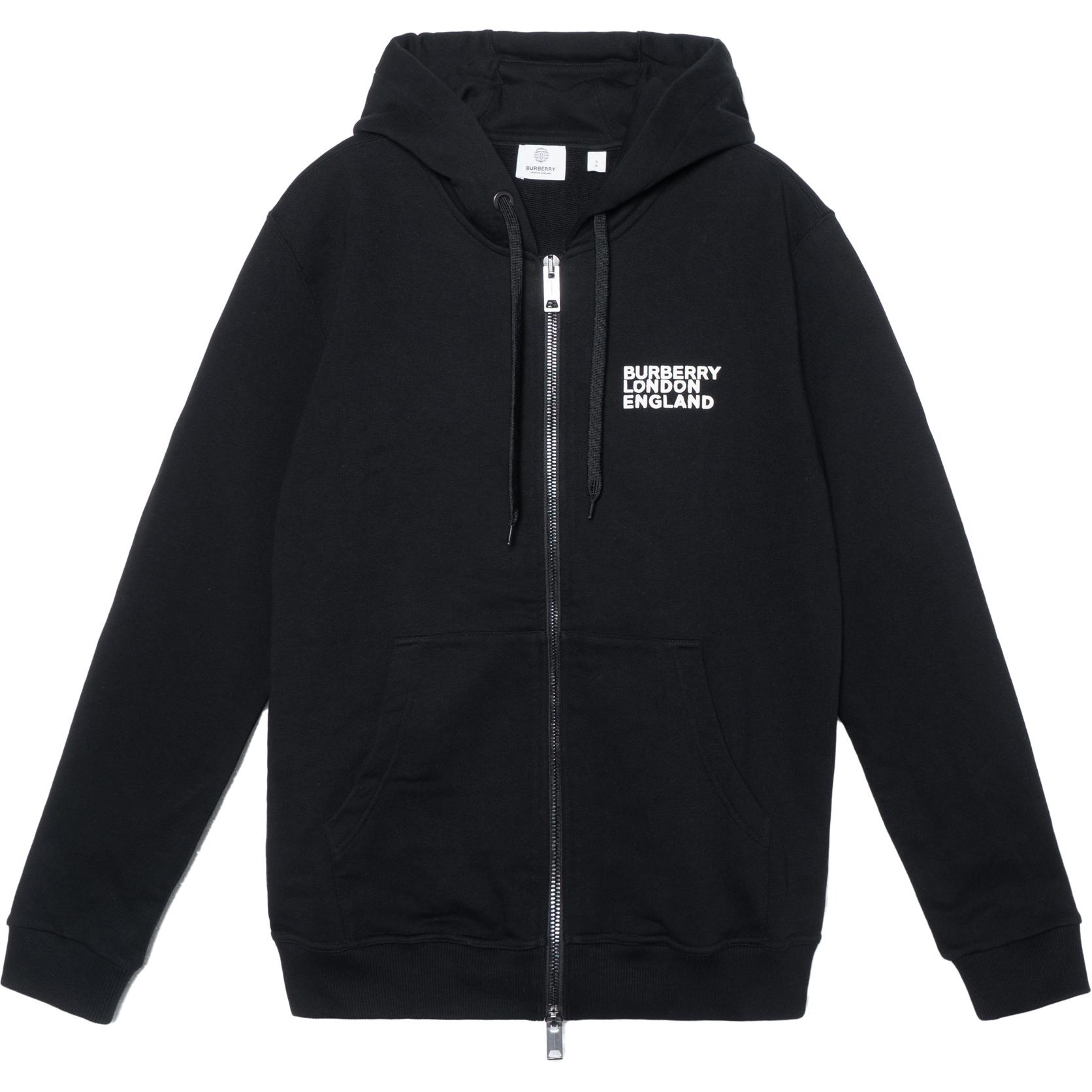 Order Burberry 黑色拉鏈連帽衫搭配字母印花 80375821