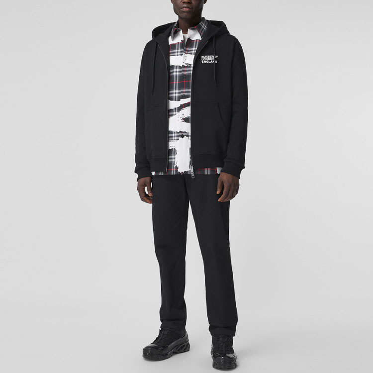 Purchase Burberry 黑色拉鏈連帽衫搭配字母印花 80375821