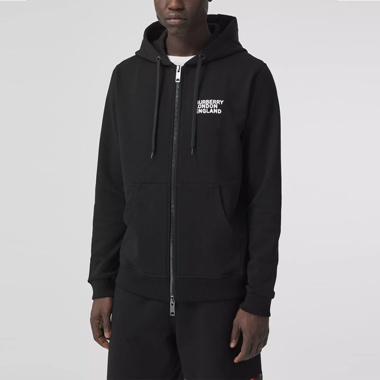 Details for Burberry 黑色拉鏈連帽衫搭配字母印花 80375821