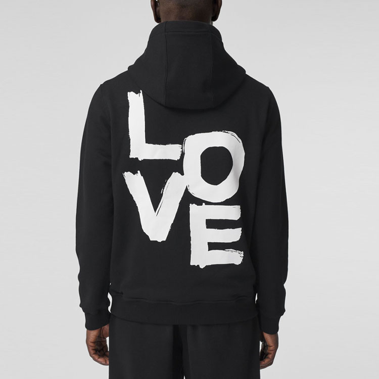 Sizing Burberry 黑色拉鏈連帽衫搭配字母印花 80375821