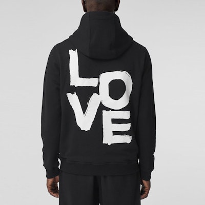 Burberry 黑色拉鏈連帽衫搭配字母印花 80375821 Sizing Burberry 黑色拉鏈連帽衫搭配字母印花 80375821