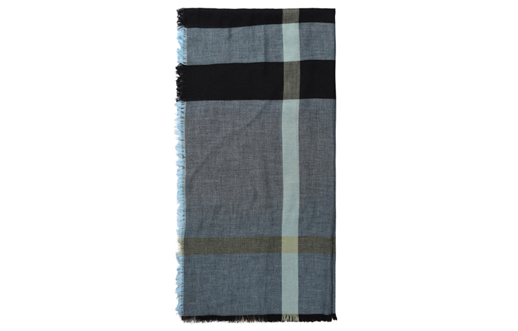 Burberry Blue Checkered Wool Blend Scarf 40504761 圖 3