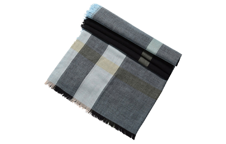 Burberry Blue Checkered Wool Blend Scarf 40504761 圖 4