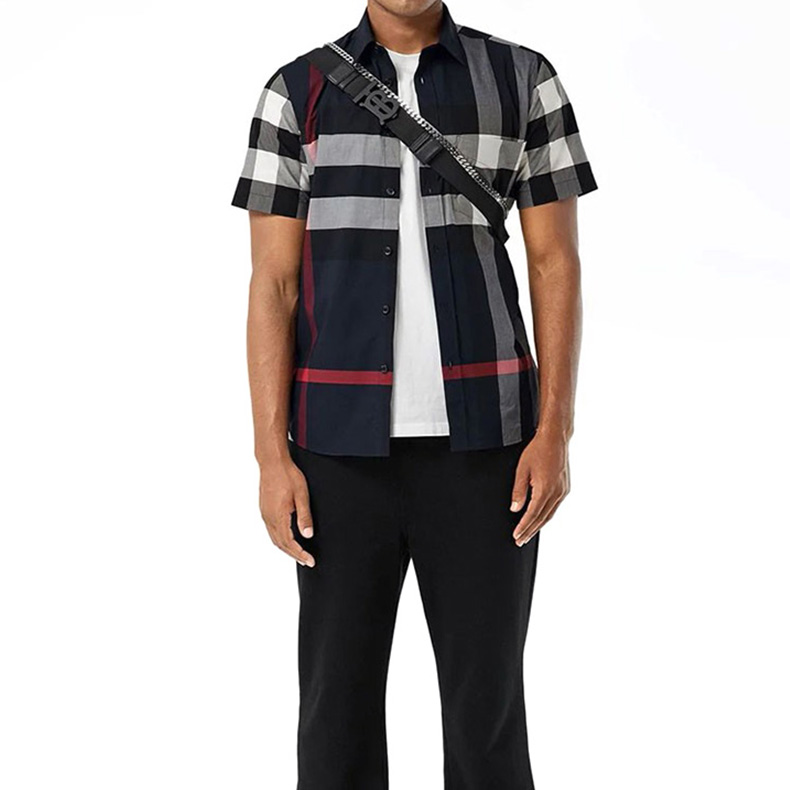 Burberry Blue Colorblock Check Short Sleeve Shirt 8020855 圖 4